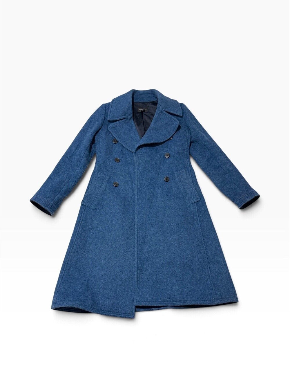 Club Monaco Wool Blend Trench Coat Size M Blue Double Breasted Women’s